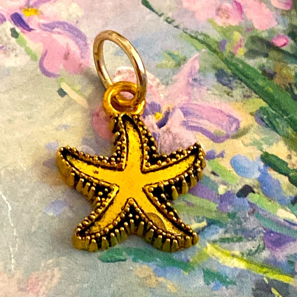 5/$10❤️❤️❤️NEW Brass Starfish Charm Pendant
